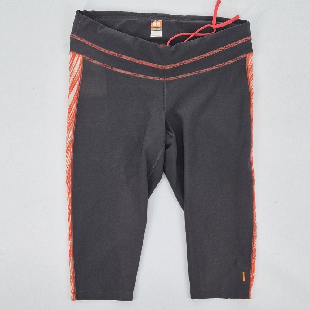 Y2K Capri Yoga Gym‎ Leggings 2000s Colorful Orange Gym Vtg Lucy Powermax Medium